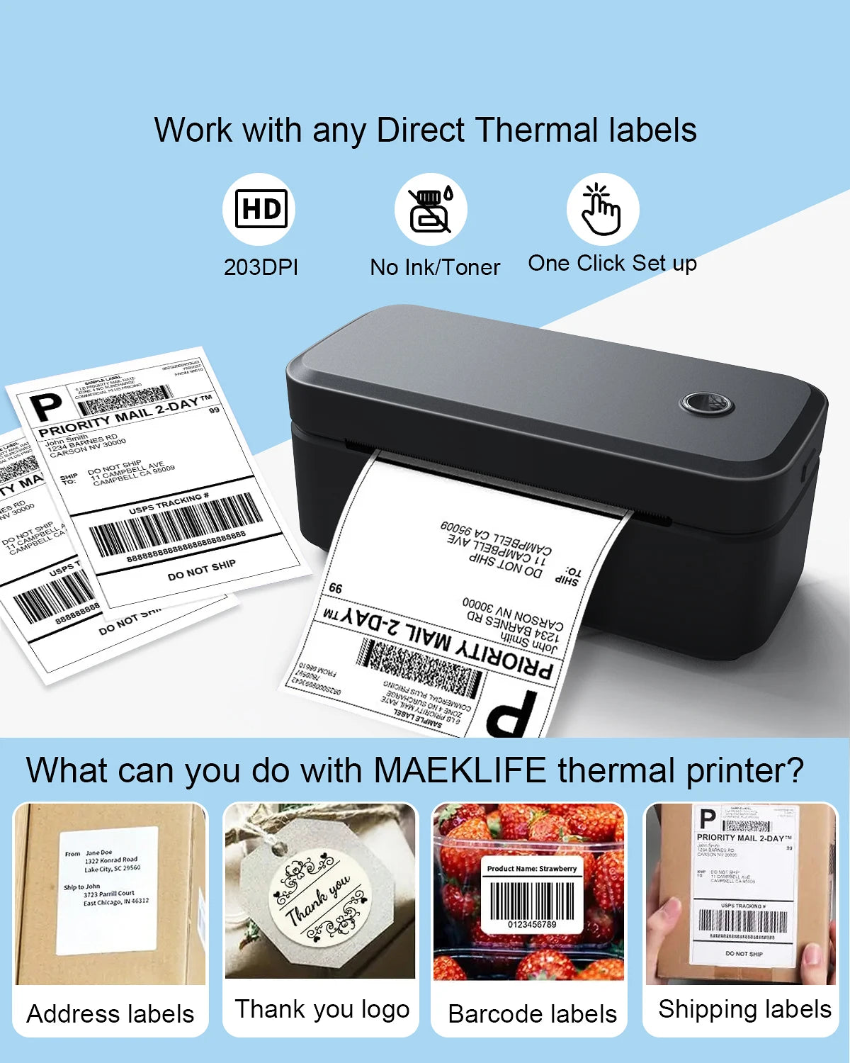 Marklife X4 Portable Bluetooth Thermal Label Printer – Auto-Detect 4x6 Shipping Printer for Small Business