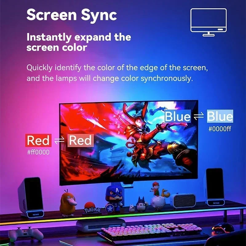 LED Sync RGB LED Strip Lights for 24-34 Inch Monitor USB-Powered Backlight Pickup Atmosphere Lights for Gaming Room Desk Decor