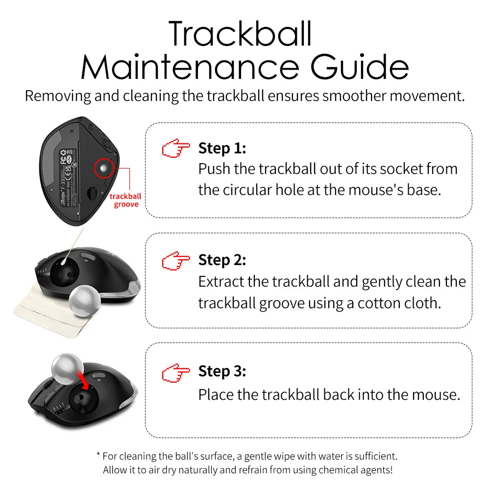Lefon Trackball Mouse – Bluetooth Ergonomic 2.4G Wireless Rechargeable for PC & Office