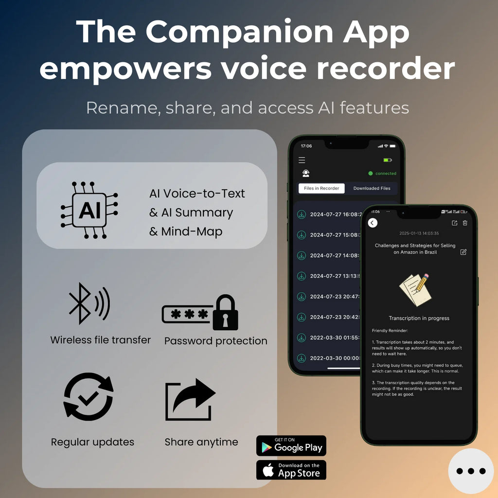 VoiceAI Pro 64GB – Smart Recorder with Live Transcribe, Summarize & Translate (100 Languages)