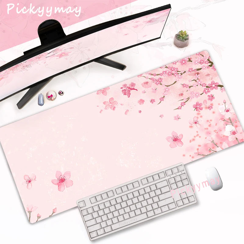 Sakura Bloom XL Desk Mat – Pink Cherry Blossom Gaming Mouse Pad (Extended Keyboard Mat)