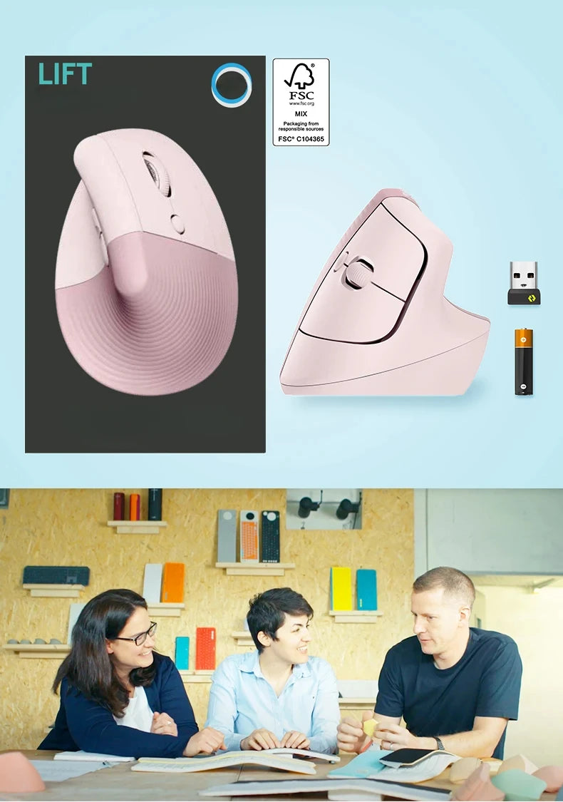 Lift Vertical Mouse  Ergonomic Wireless With Silent Click Bluetooth/Usb Dual Mode For Pc Laptop Tablet Wrist Pain