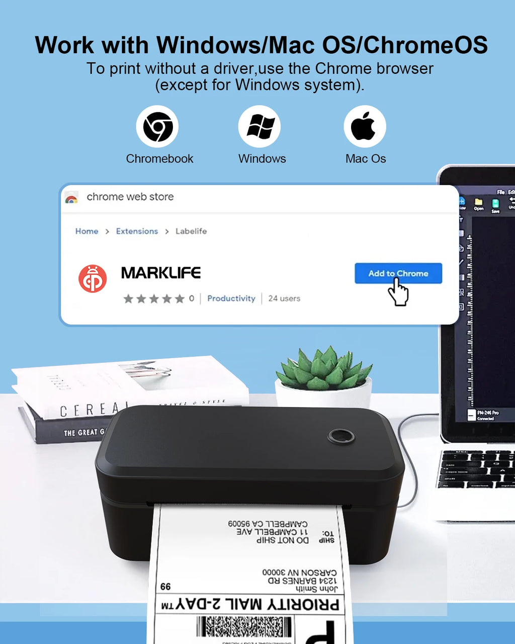 Marklife X4 Portable Bluetooth Thermal Label Printer – Auto-Detect 4x6 Shipping Printer for Small Business