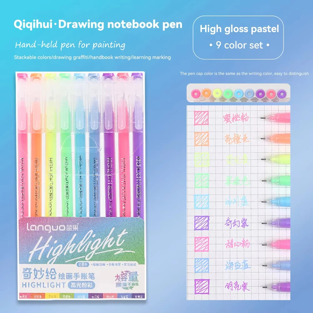 Languo 27-207 Colour Gel Pen & Marker Drawing Set – Student DIY Art Pens