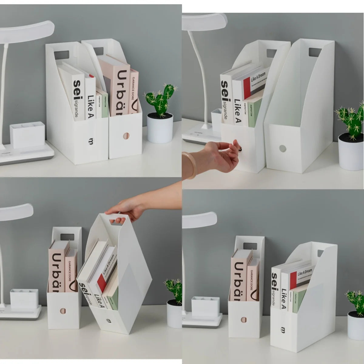 DeskStack Plastic Multi-Purpose Desk Organiser – Book Stand & File Holder