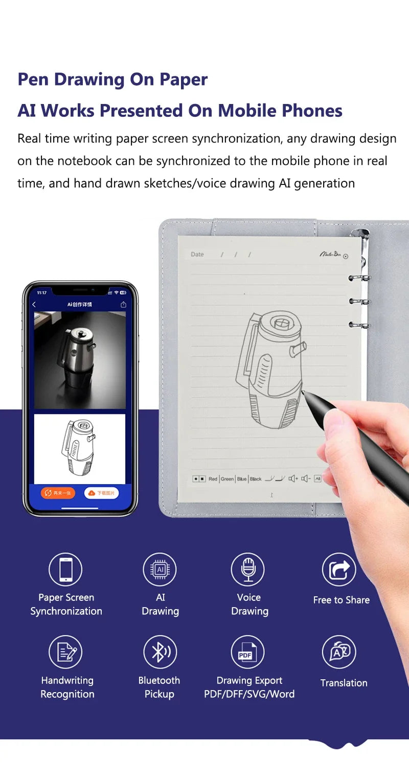 Smart Digital Notebook with AI Sync Pen (Real-Time Cloud Writing)