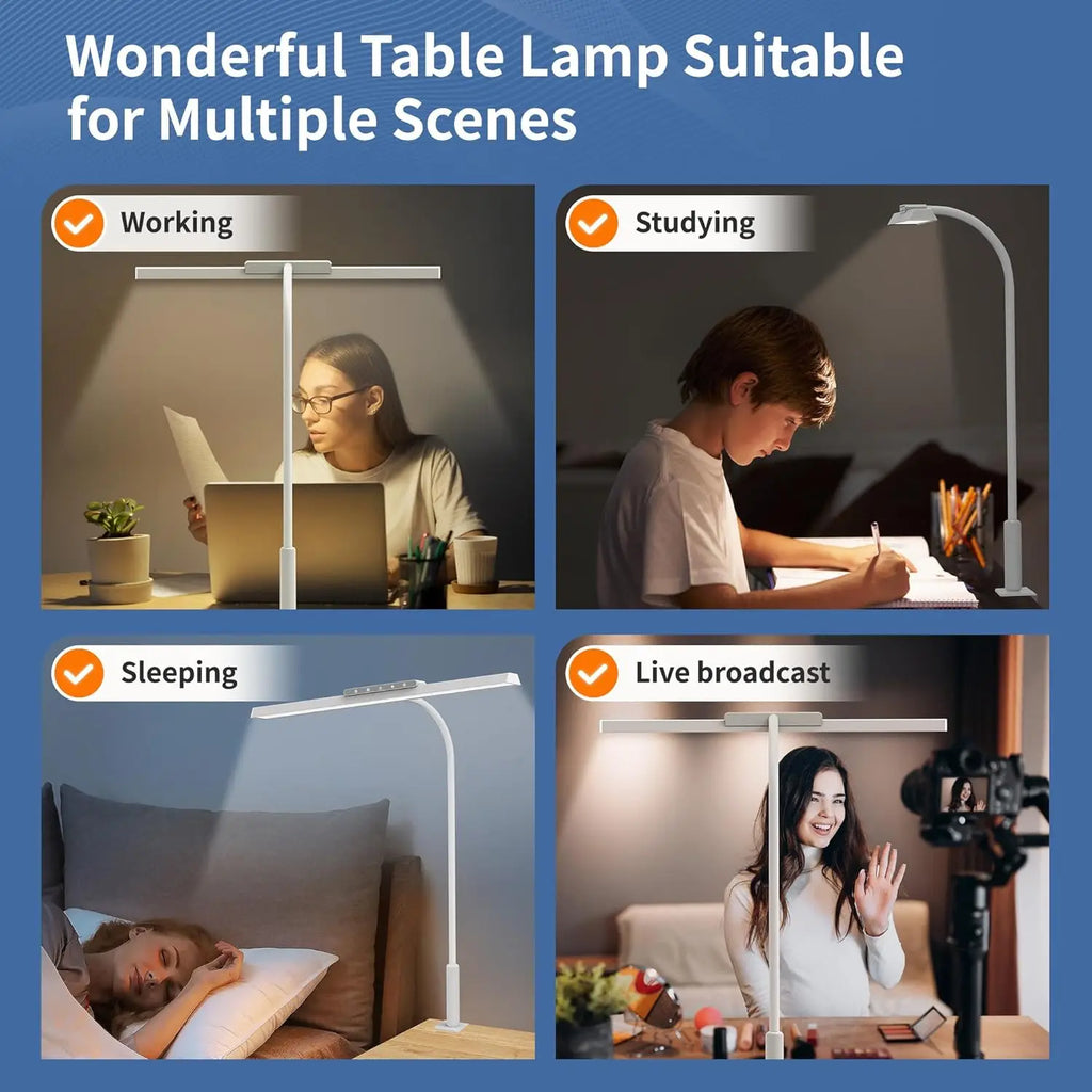 ClampLight Pro LED Desk Lamp – 3-Color Stepless Dimming, Memory Function & Clamp Mount