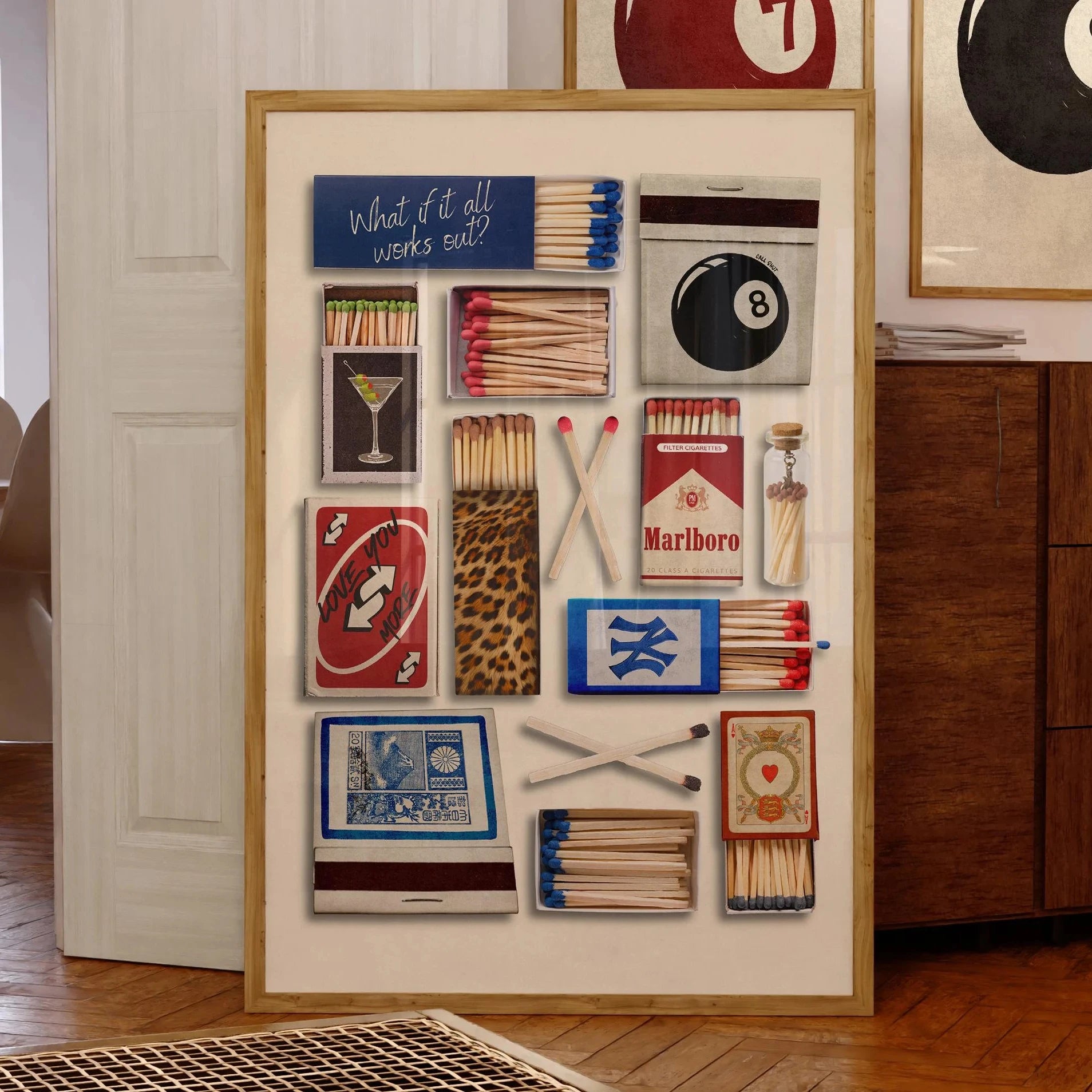 Vintage Matchbox Poster Nostalgic Wall Art Painting High Quality Canvas Print for Men's Den Home Bar and Office