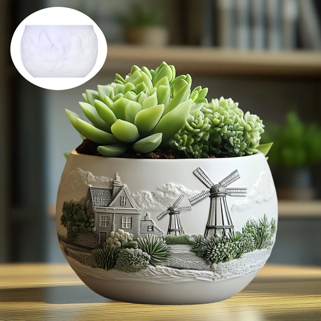 Mountain relief succulent plant flowerpot resin silicone mold mountain stream flowing water storage box candle cup gypsum molds