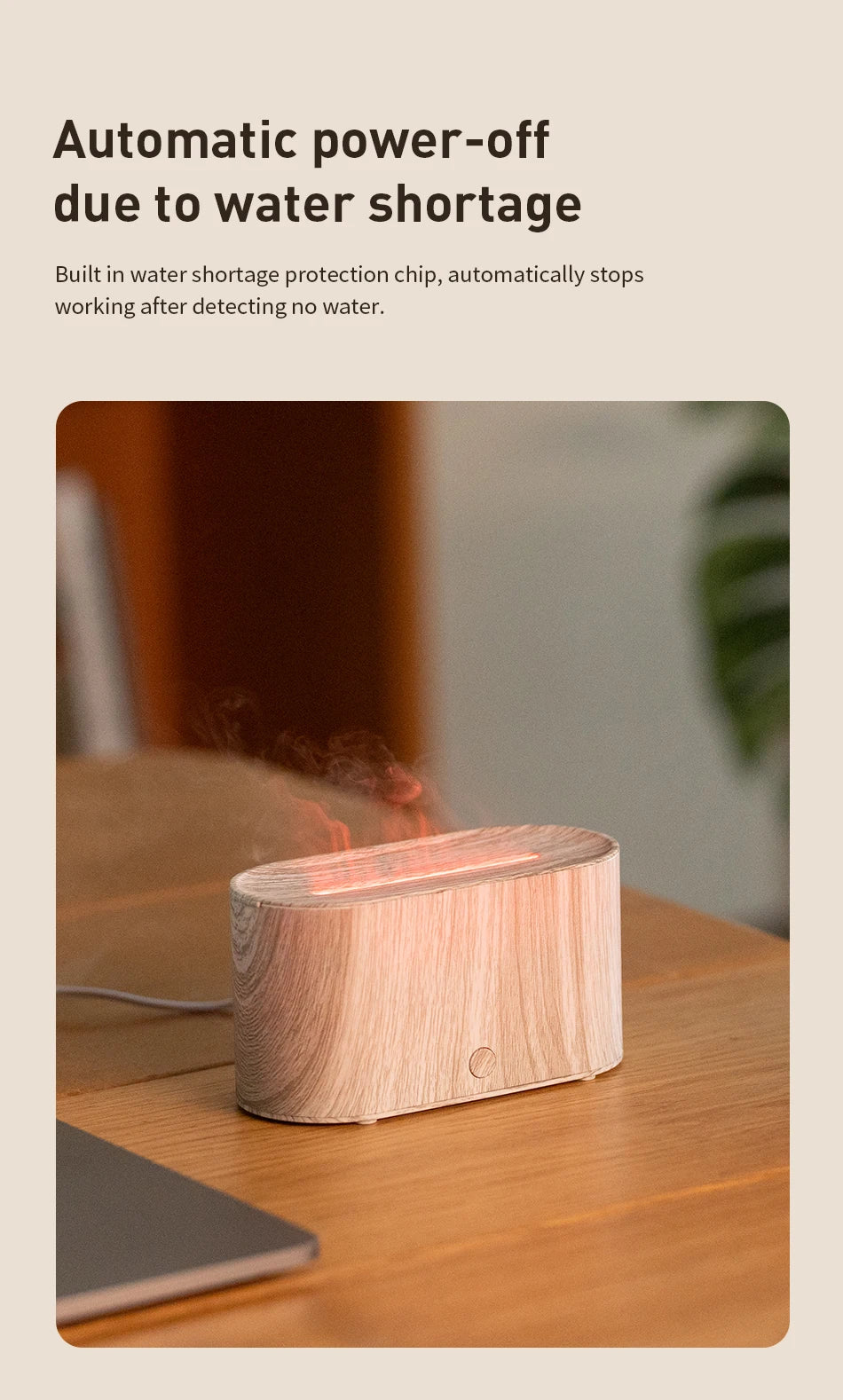 FlameGlow Mini Aroma Diffuser – Colourful Flame Effect Humidifier & Essential Oil Diffuser