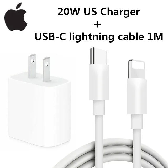 20W USB-C Fast Charger for iPhone 17, 16, 15, 14 – Includes Apple Cable