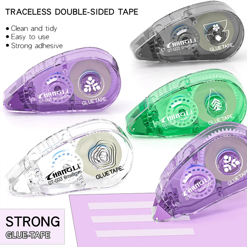 4pieces of portable double-sided transparent tape, suitable for scrapbooks, accounts, office supplies-strong adhesive