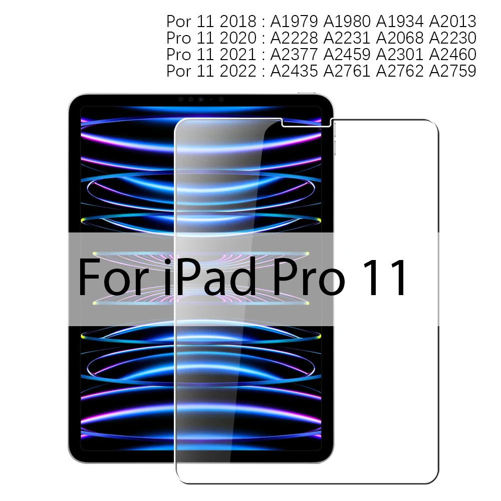 For iPad A16 Pro 13 M5 M4 12.9 10 9 9th 10th Generation Tempered Glass Screen Protector For Ipad Air 11 M2 M3 5 4 Mini 6 7 Film