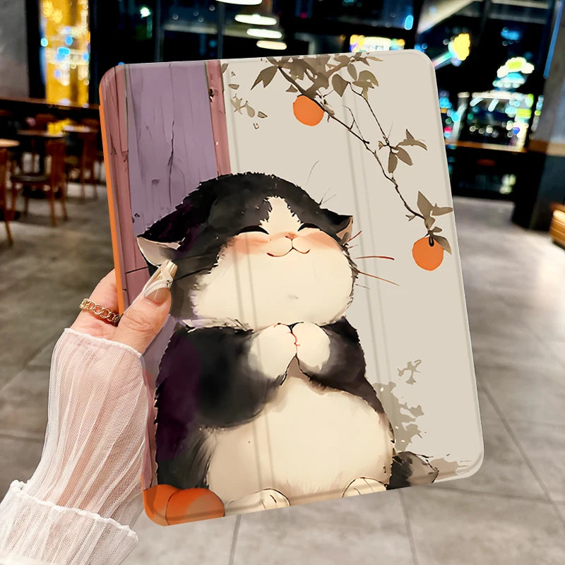 Happy Kitten iPad Case – Cute TPU Protective Cover for iPad Pro 10/11", Air 3rd–5th Gen, Mini 6