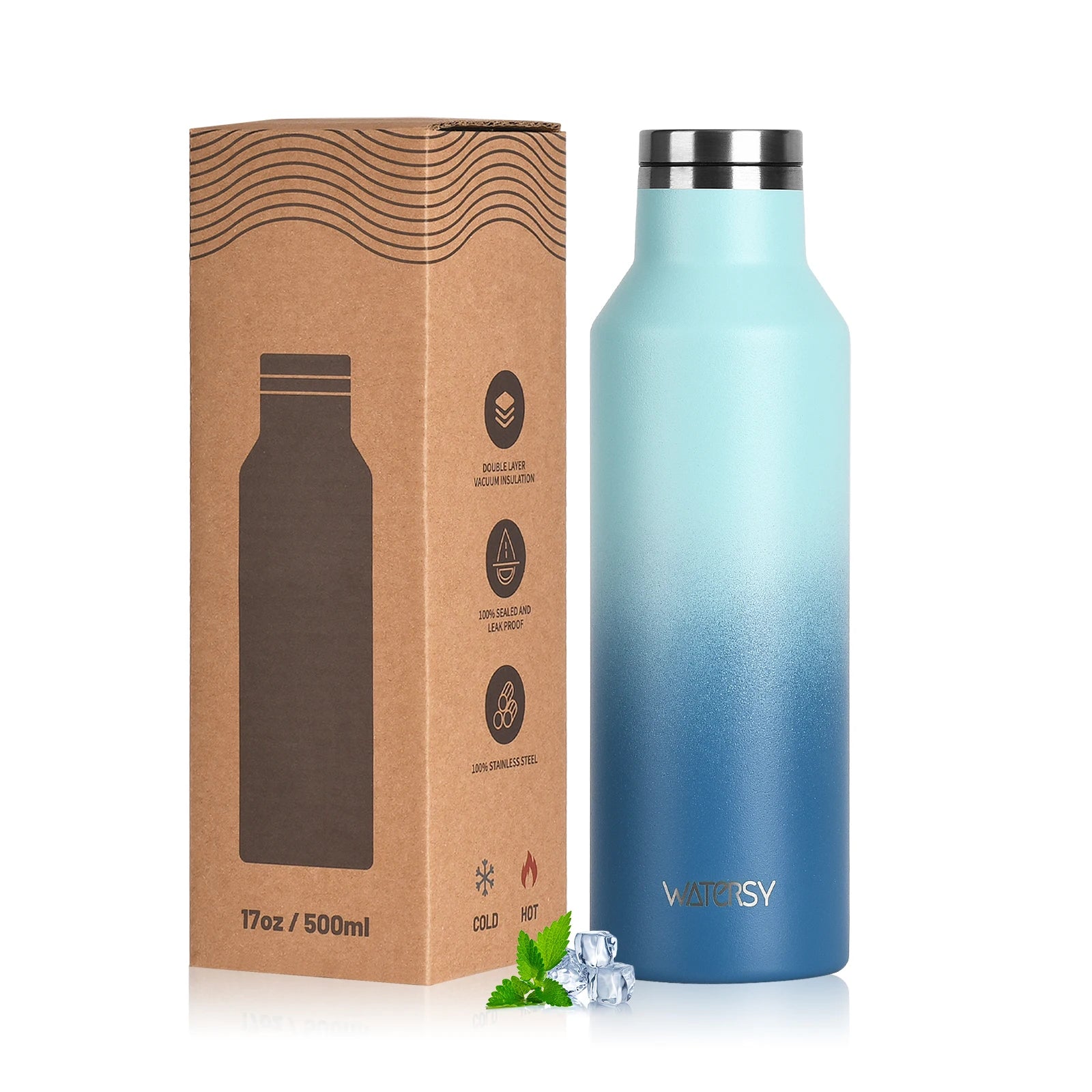WATERSY Stainless Steel Thermal Cup – 350ml / 500ml, Vacuum Flask for Coffee & Sport