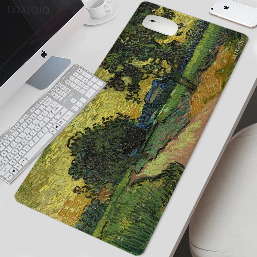 Van Gogh Starry Night XL Gaming Mouse Pad – Artistic XXL Desk Mat | HD Printed Non-Slip Soft Rubber Playmat for Office & Gaming Setup