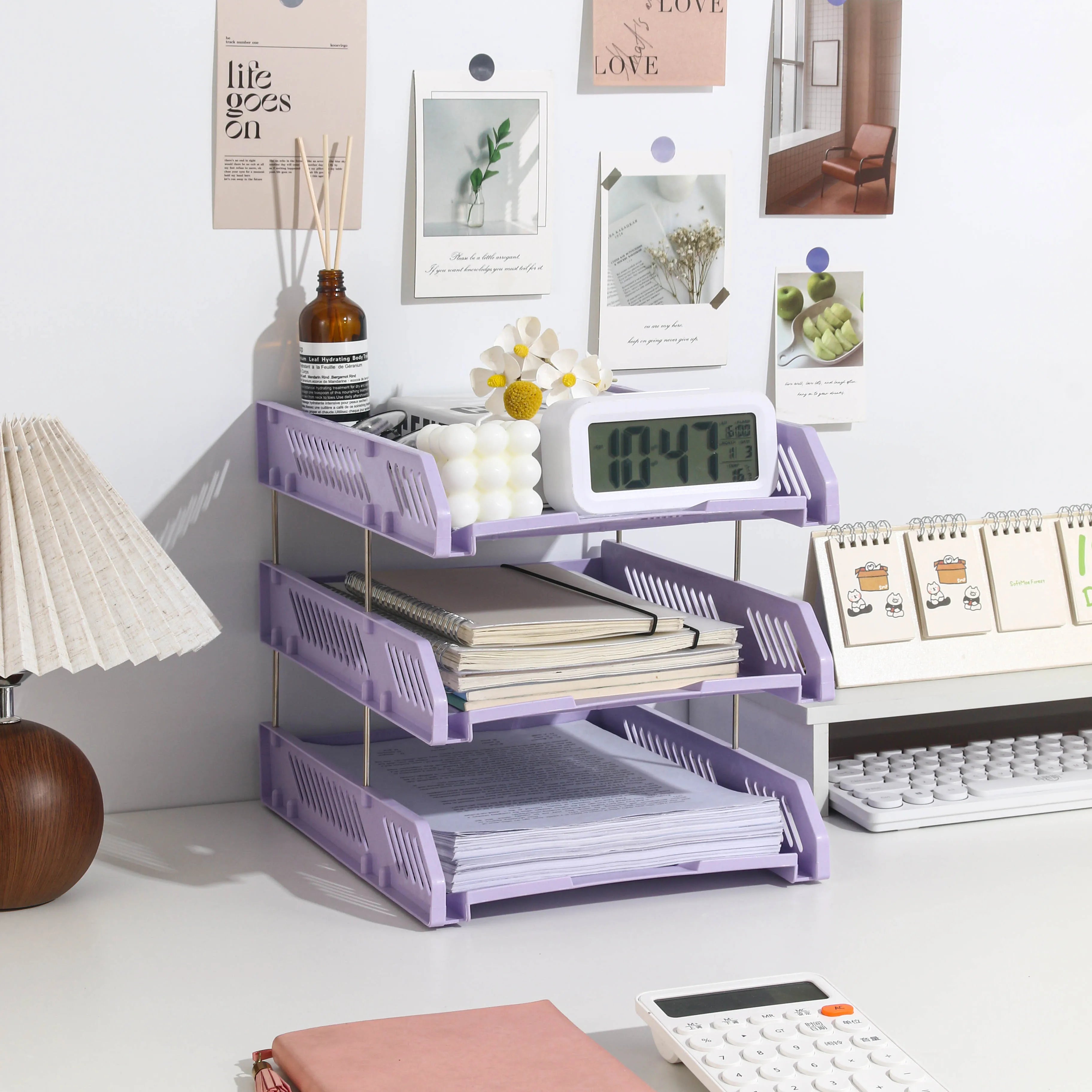 Three-Layer File Holder File Tray Plastic Horizontal File Frame File Organization Information Desktop Storage Rack Desk Storage File Basket Multi-Layer File Rack Folder Storage Box