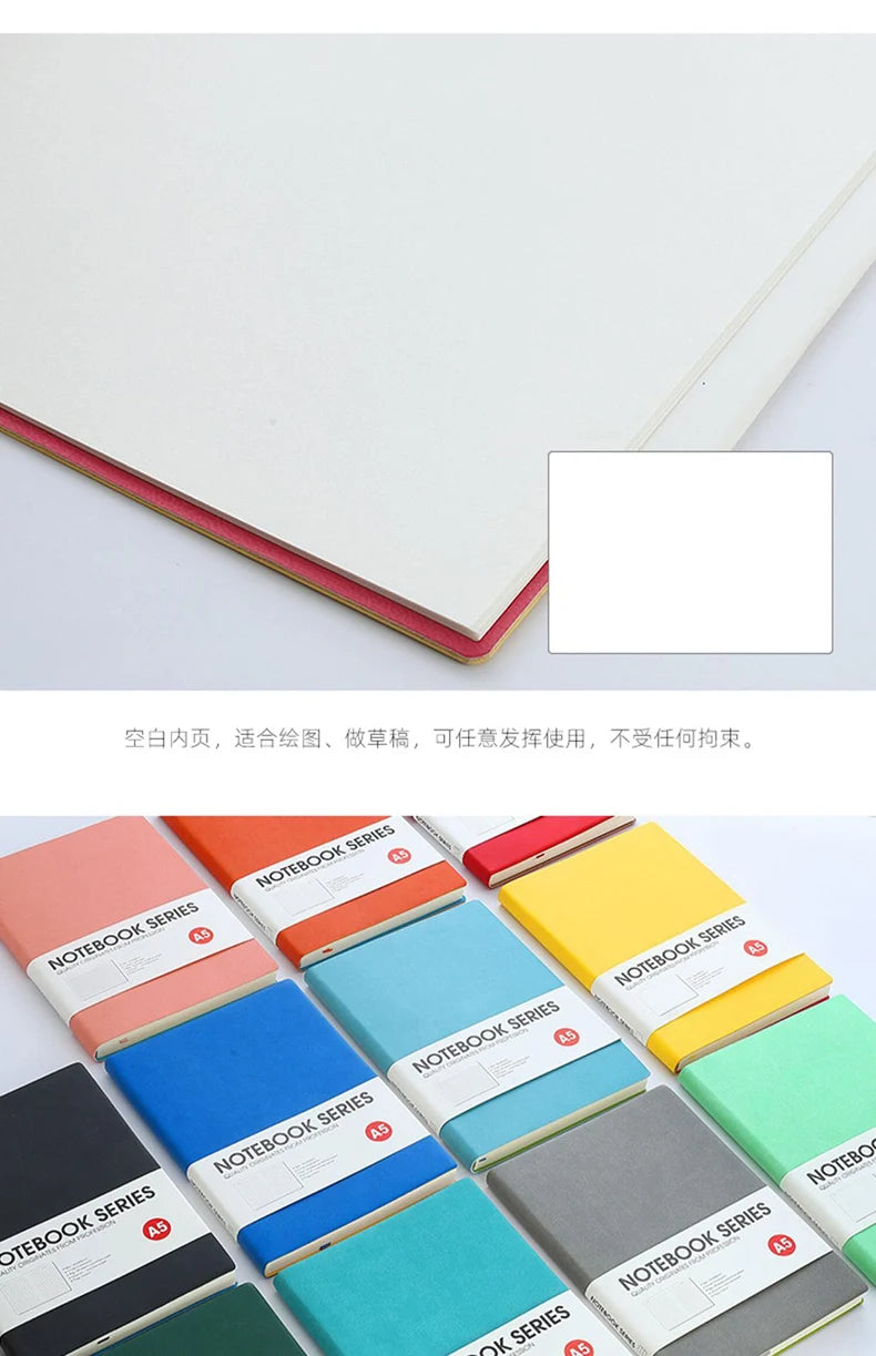 A5/B5 Thickened Notebook,4 Types Inner Pages,132 Sheets/Book,PU Waterproof Cover Diary Agenda Office Student Diary