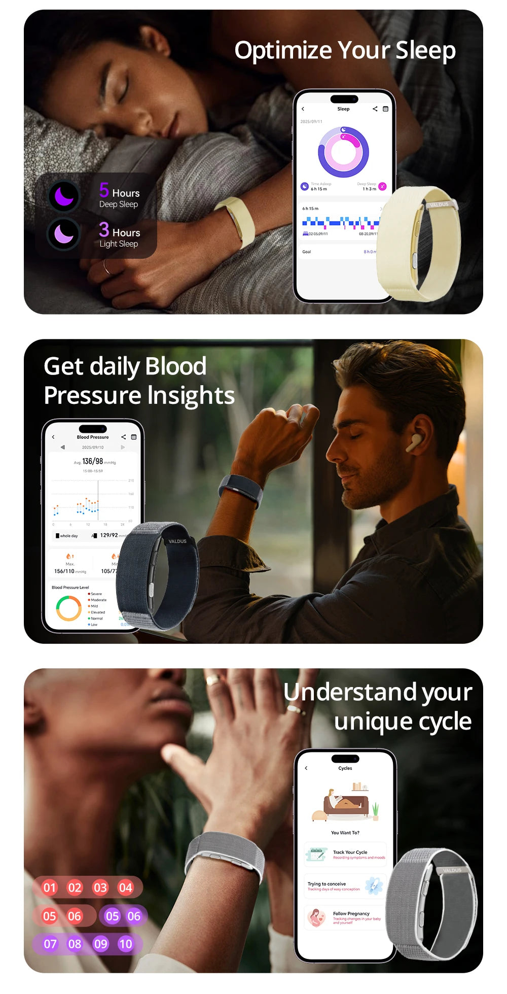 VALDUS VITRO ECG Smart Bracelet – Heart Rate, Blood Pressure & Long Battery Life