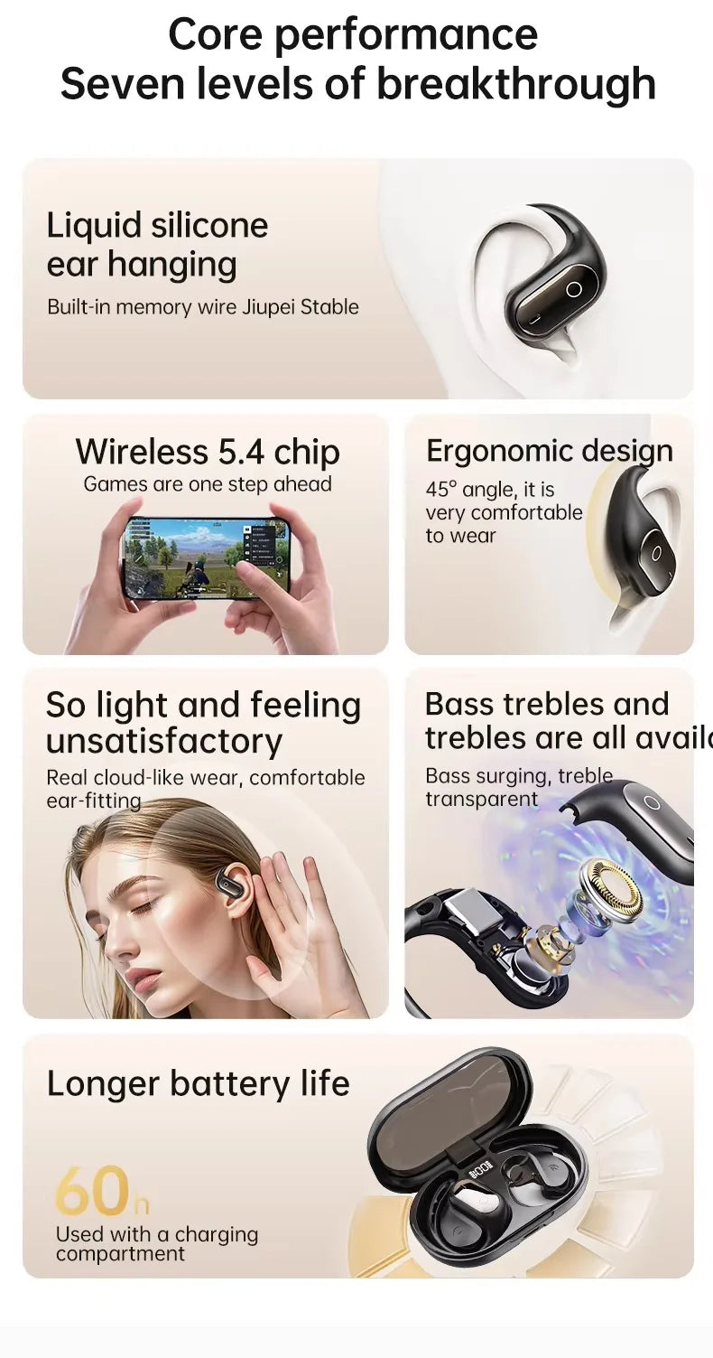 UYUXIO AI Translator Earbuds – 144 Languages Real-Time Translation, OWS Design