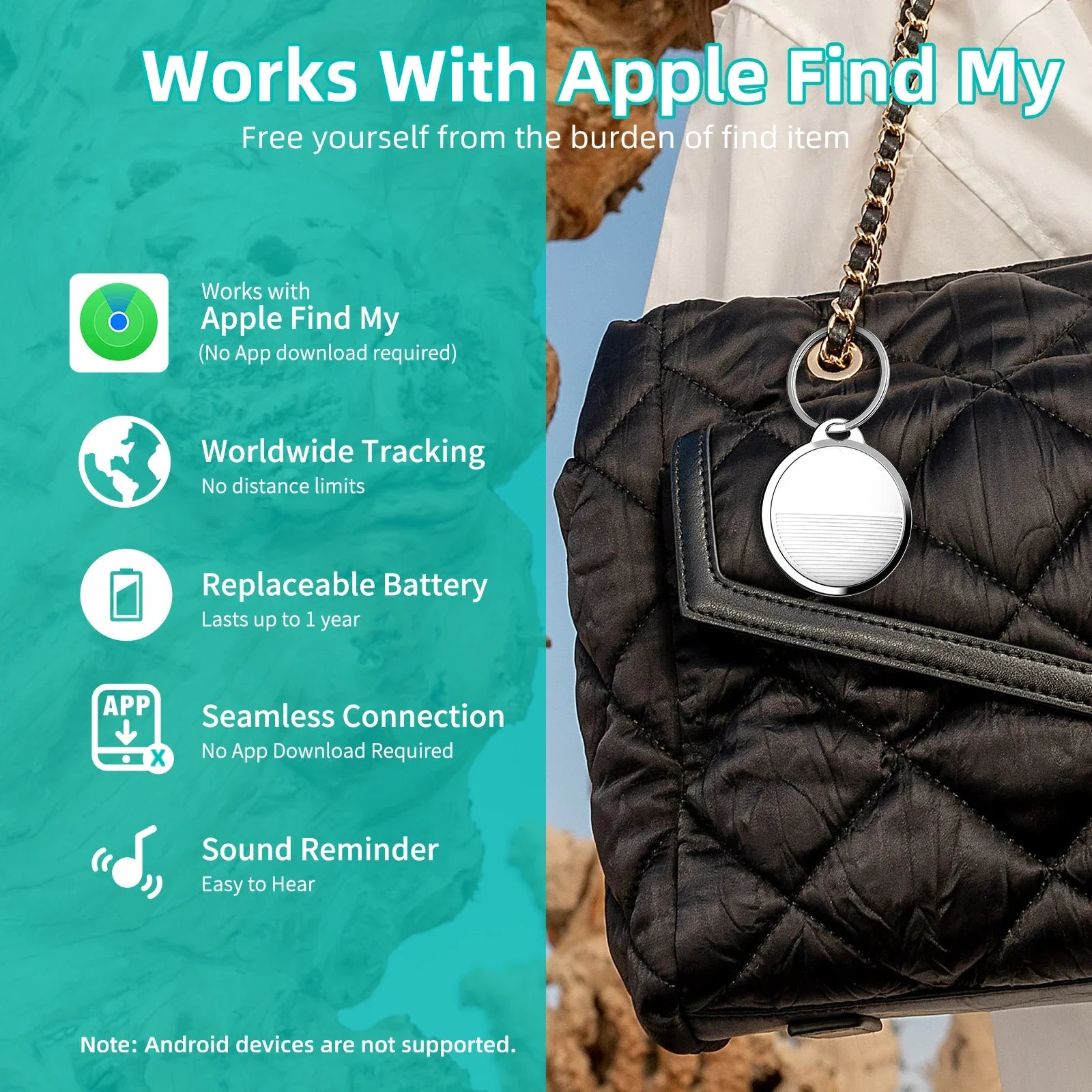 FindMe Mini GPS Bluetooth Tracker – Find My App, Anti-Loss for Kids, Bags & Pets