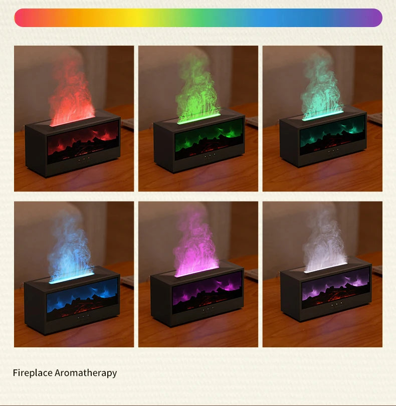 VISSKO Creative Fireplace Air Humidifier – Waterless Aroma Diffuser with LED & Remote Control