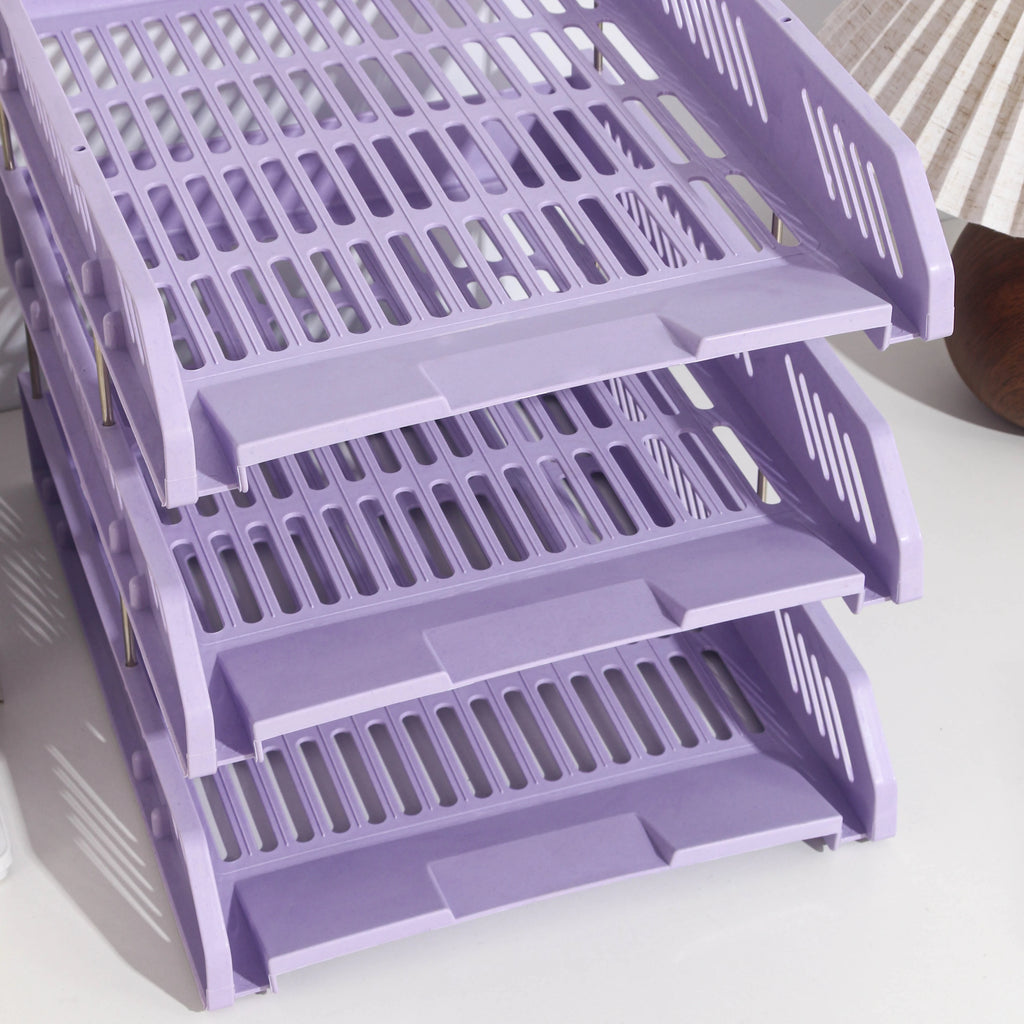 Three-Layer File Holder File Tray Plastic Horizontal File Frame File Organization Information Desktop Storage Rack Desk Storage File Basket Multi-Layer File Rack Folder Storage Box