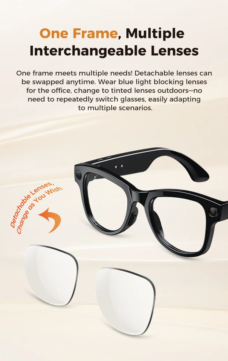 VisionAI 4K Smart Glasses – 32GB, 800W Camera, AI Translation & Power Bank