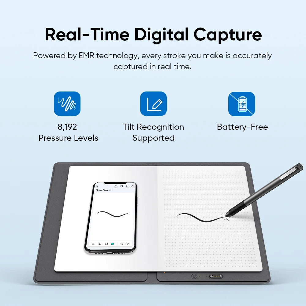 XPPen Note Plus Bluetooth Smart Notebook – A5, Battery-Free Pen, iOS & Android