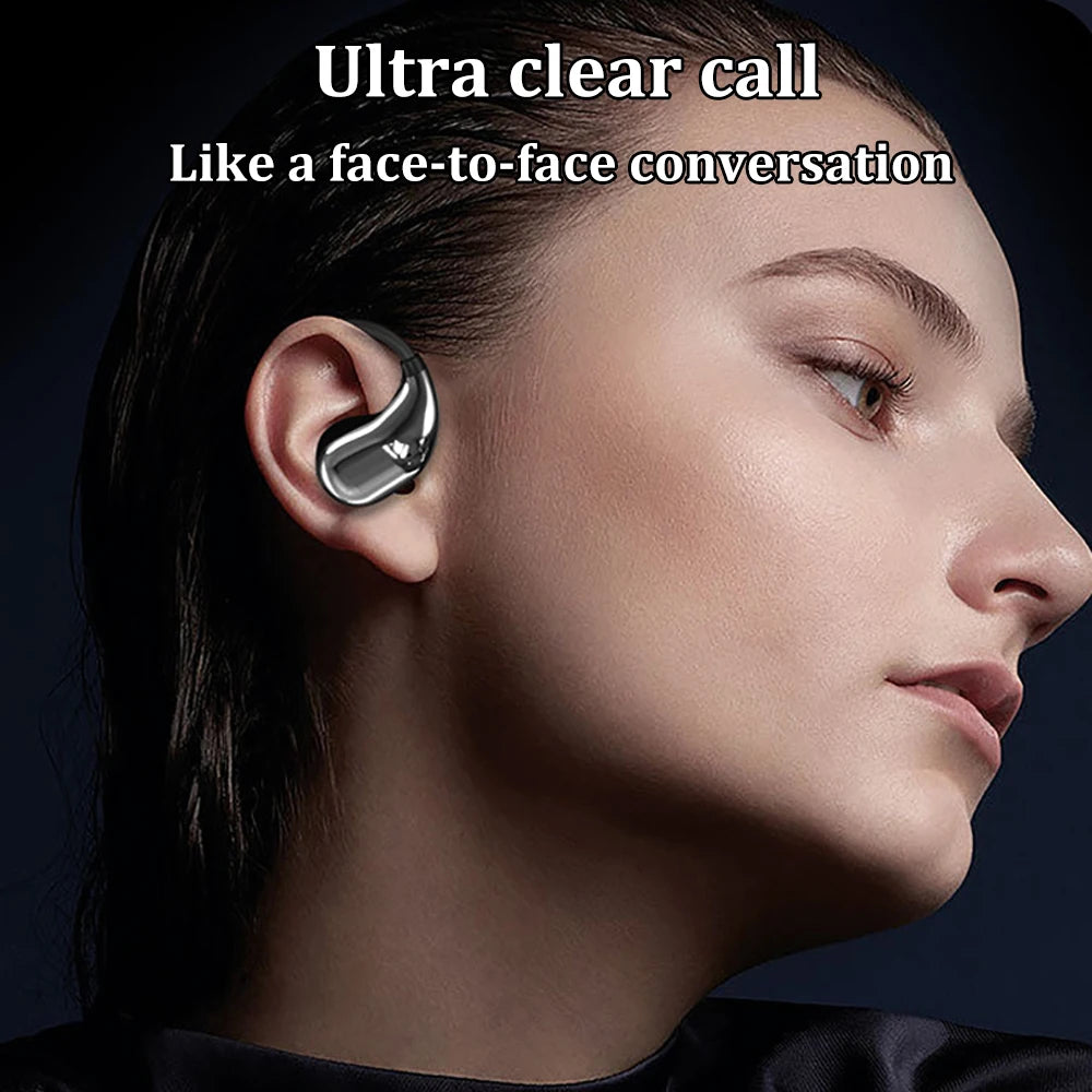 Bluetooth 5.4 Ear Hook Earbuds – LED Display, Waterproof, Touch Control, HiFi Sound