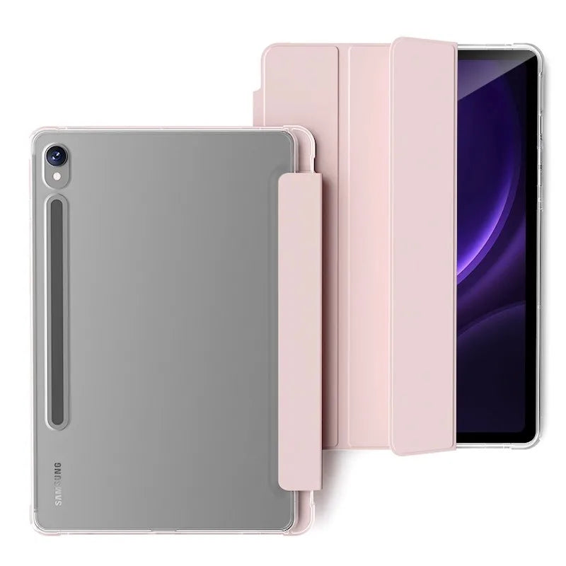 Clear Crystal Tablet Case With Pen Slot For Samsung Galaxy Tab S9 S10 FE Lite 2023 2025 11''PU Leather Flip Magnetic Stand Cases