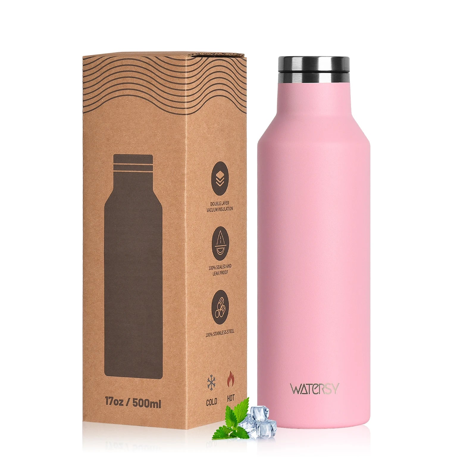 WATERSY Stainless Steel Thermal Cup – 350ml / 500ml, Vacuum Flask for Coffee & Sport