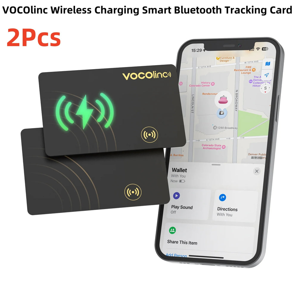 VOCOlinc Bluetooth Tracking Card – Wireless Global Locator for Find My (iOS)