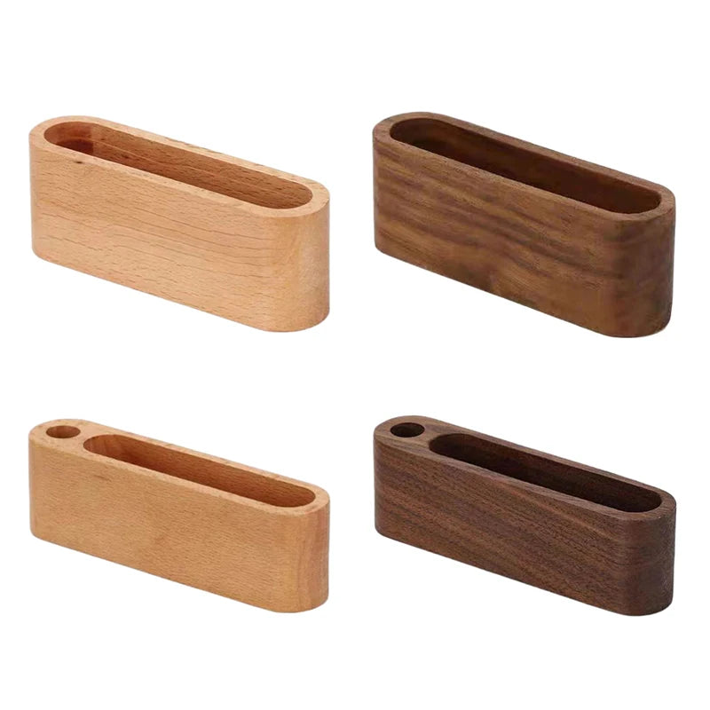 Business Card Holder Wooden Organizer Office Desk Name Card Display Stand With Pen Slot Memo Pad Cards Stand Card Holder Storage