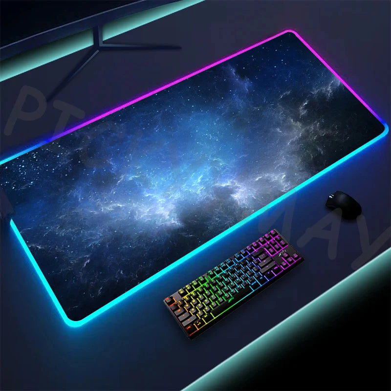 Cosmic Glow RGB XL Gaming Desk Mat – LED Backlit Space Mouse Pad (XXL)