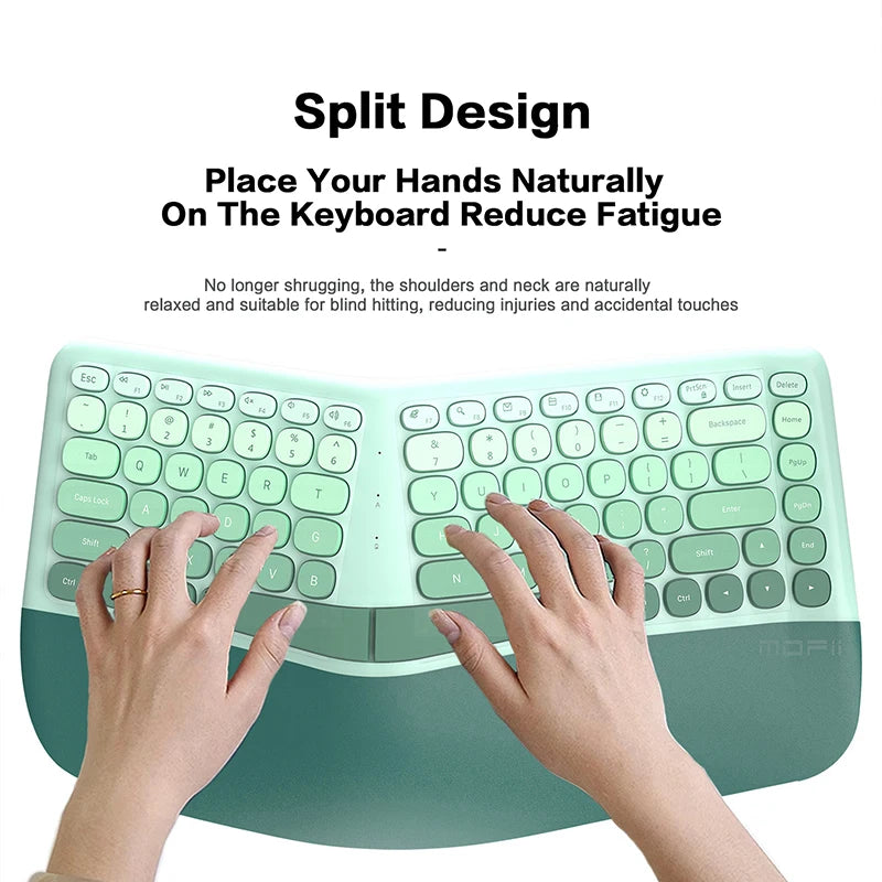MOFII Ergonomic 2.4G Wireless Keyboard & Mouse Combo – Split Design with Wrist Rest