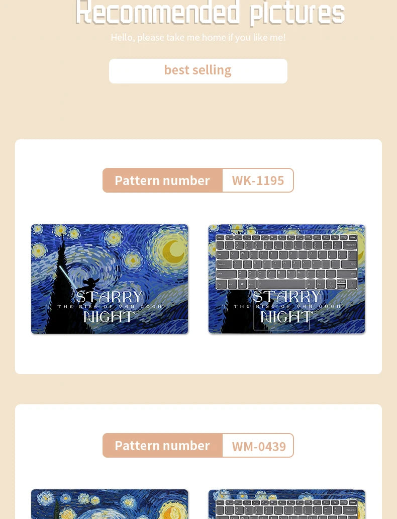 Universal Laptop Stickers Skins Vinly Protective Sticker 13/14/15/17inch 2pc Skin for Macbook/Lenovo/HP/Asus/Dell/Acer Decal