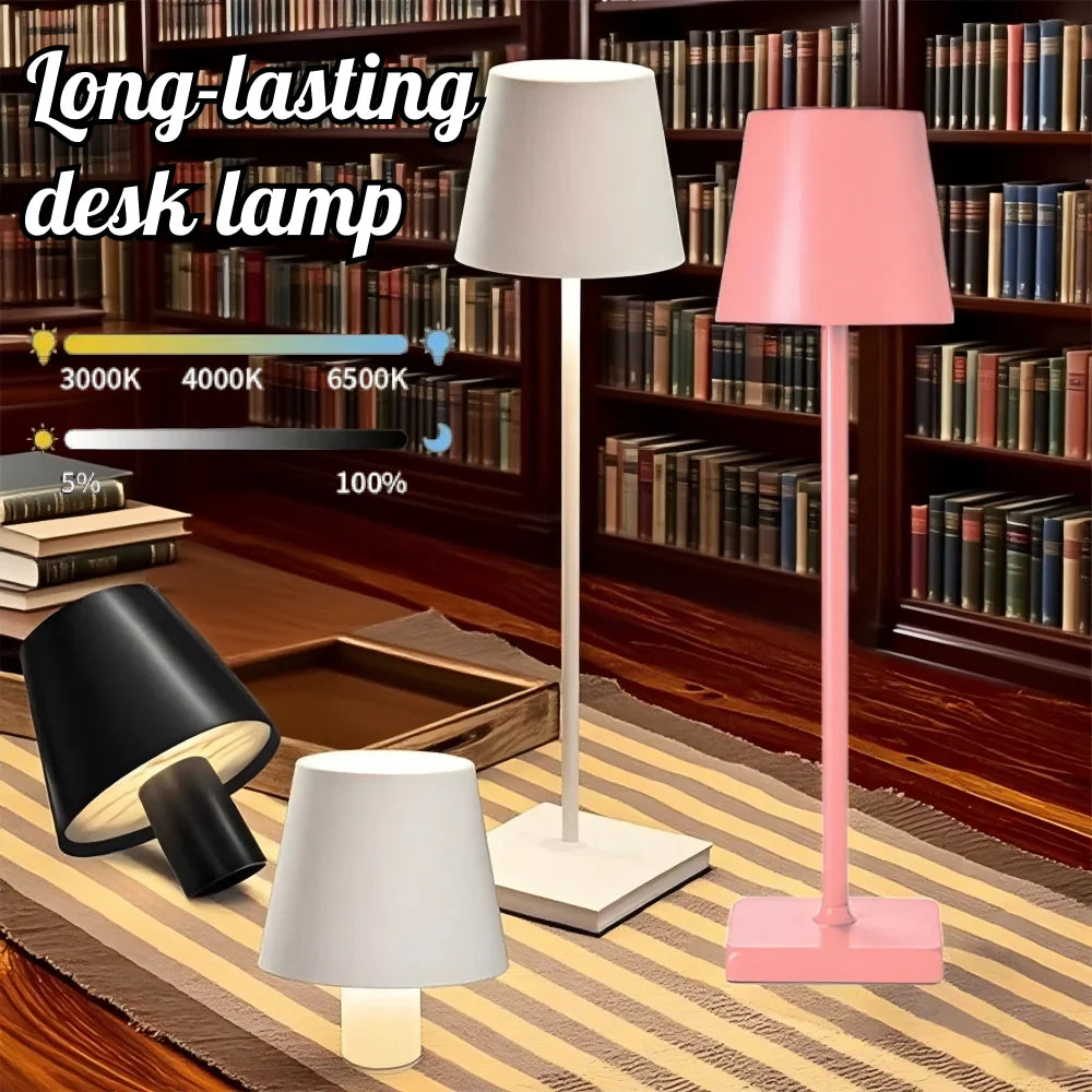 TouchGlow LED Desk Lamp – 3-Level Dimmable, Wireless USB Rechargeable Night Light for Study & Office