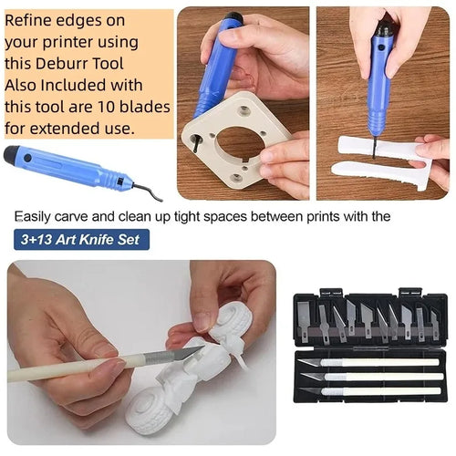 3D Model Grinding & Deburring Tool Kit – Engraving Knife, File, Scraper & Cutter