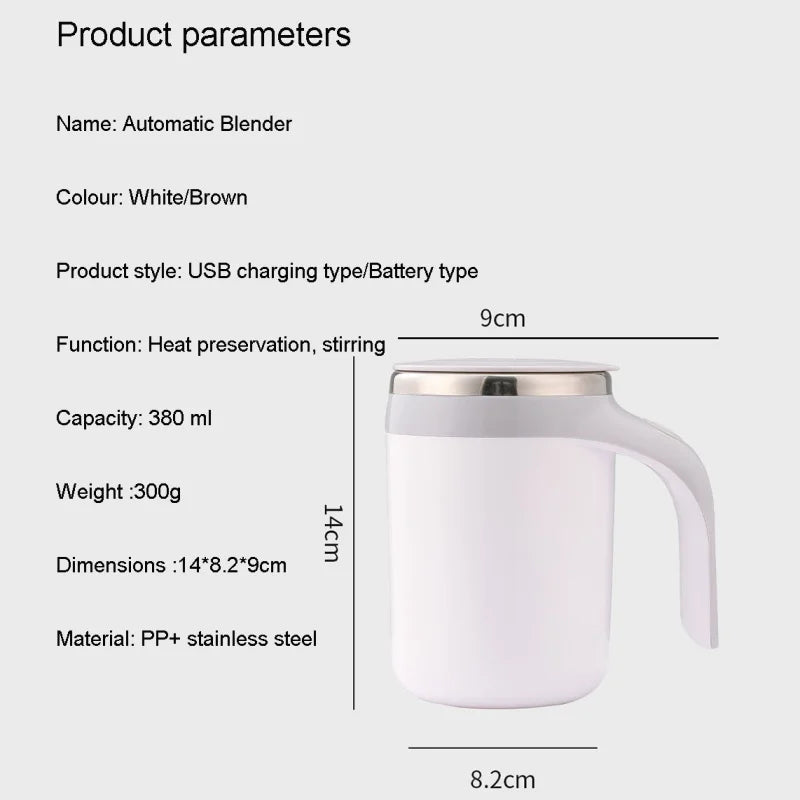 Self-Stirring Coffee Mug – Rechargeable Electric Mixing Cup (No Spoon Needed)