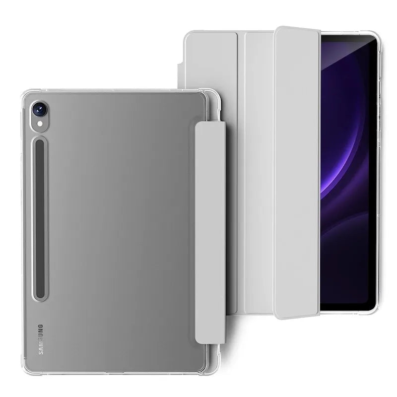 Clear Crystal Tablet Case With Pen Slot For Samsung Galaxy Tab S9 S10 FE Lite 2023 2025 11''PU Leather Flip Magnetic Stand Cases