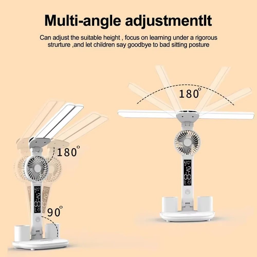 Double Headed Eye Protection Table Lamp LED Rechargeable Dimmable Desk Light Smart Display For Study Reading Bedside Night Light