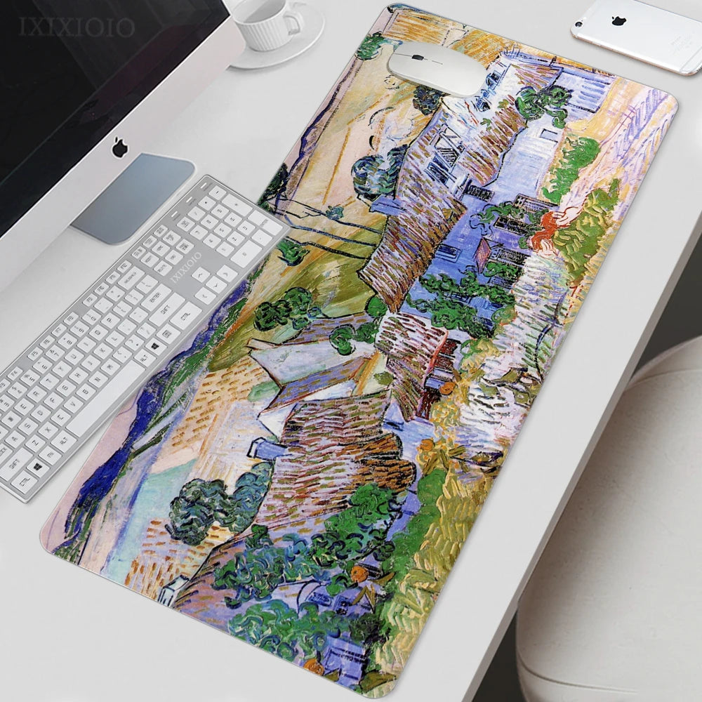 Van Gogh Starry Night XL Gaming Mouse Pad – Artistic XXL Desk Mat | HD Printed Non-Slip Soft Rubber Playmat for Office & Gaming Setup