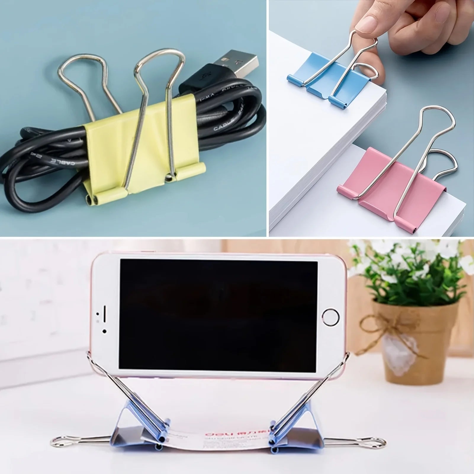 ClipStack 48-Pack Multicolour Metal Binder Clips