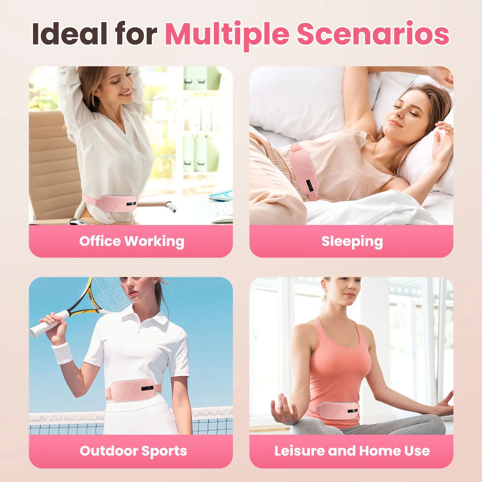 HeatWrap Electric Heating Pad – Menstrual Cramp Massager Belt with Vibration