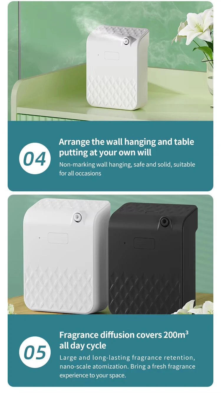 AuraScent Wall-Mounted Essential Oil Diffuser – 140ml Waterless