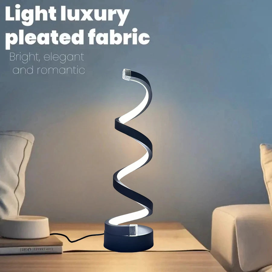 1pcs bedroom bedside lamp - 3-way dimmable touch light USB power supply, modern simple dimmable spiral bedside lamp