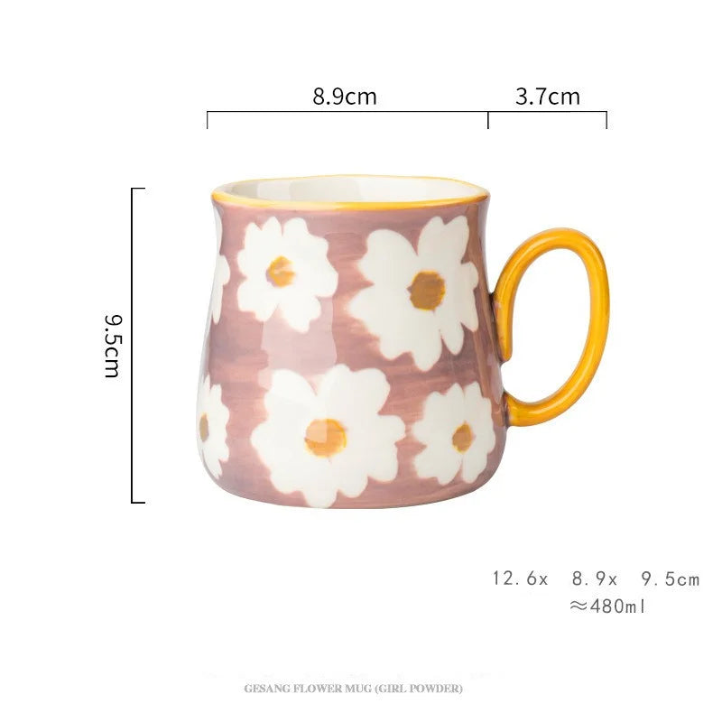 ArtBrew Hand-Drawn Style Ceramic Coffee Mug – 480ml / 16oz