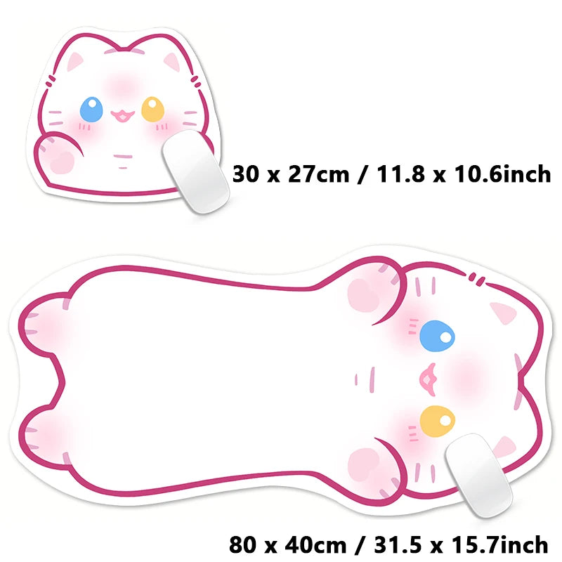 Kawaii Tortoiseshell Cat XXL Desk Mat – Pink & Black Cute Kitty Mouse Pad