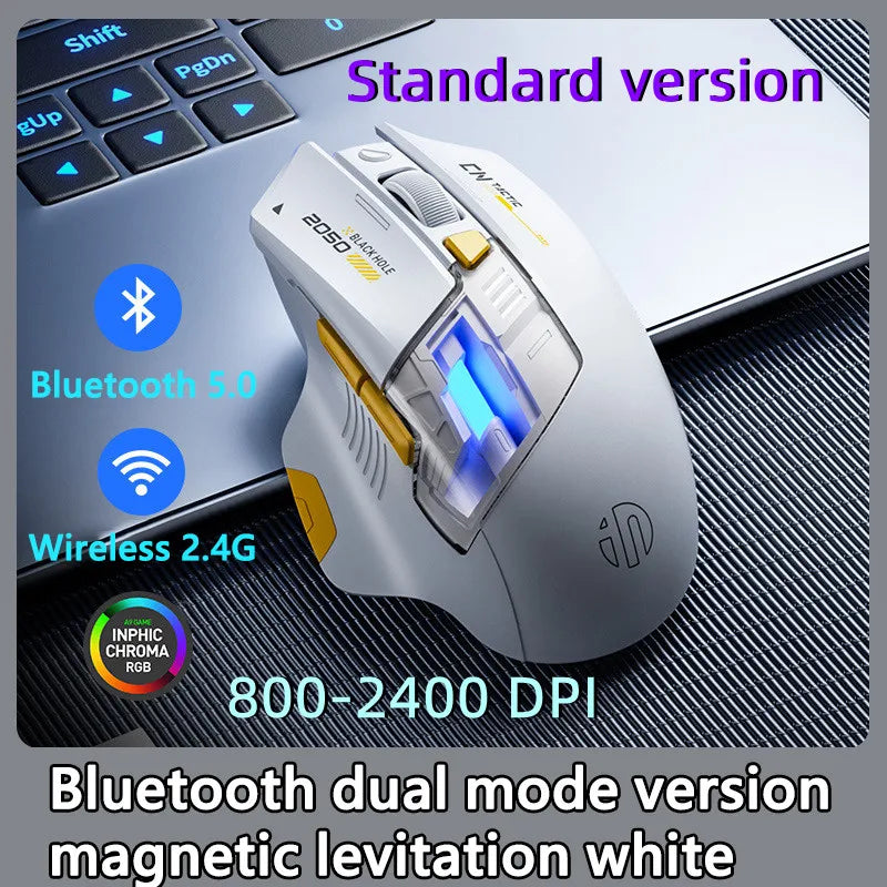 Inphic A9 Pro Tri-Mode Gaming Mouse – 12800 DPI, RGB Light Pillar & Macro Driver
